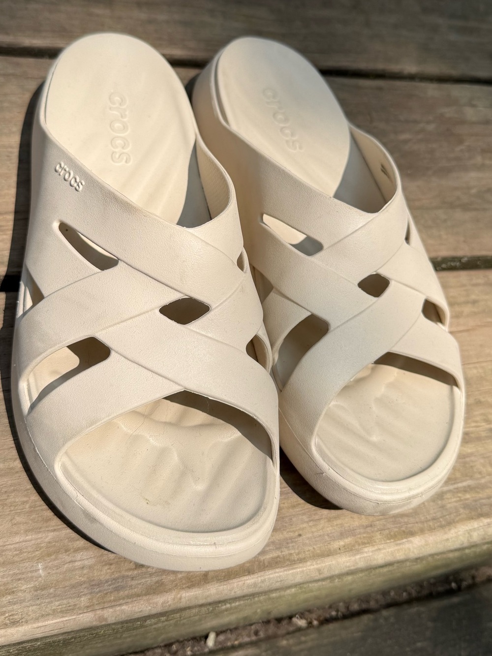 CROCS Women's Slide Sandals in Off-White/Cream